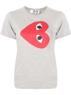 Comme Des Garçons Play T-shirt à Logo Imprimé Grey