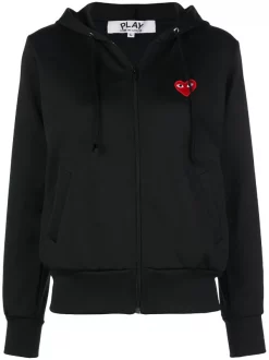 Comme Des Garçons Play Sweat à Capuche Zippé à Patch Logo BLACK