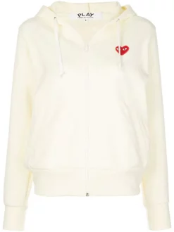 Comme Des Garçons Play Sweat à Capuche Zippé à Patch Logo Femme