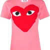 Comme Des Garçons Play 3 PINK T-shirt à Cœur Imprimé Femme -Comme Des Garçons Play Soldes Boutique 15193138 26226870 600