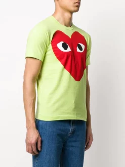 Comme Des Garçons Play T-shirt à Cœur Imprimé 2 GREEN -Comme Des Garçons Play Soldes Boutique 15193150 26201855 600