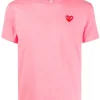 Comme Des Garçons Play 3 PINK T-shirt à Détail Brodé Homme -Comme Des Garçons Play Soldes Boutique 15193171 26201866 600