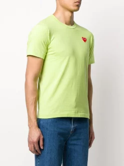 Comme Des Garçons Play T-shirt à Logo Brodé 2 GREEN -Comme Des Garçons Play Soldes Boutique 15193179 26201884 600
