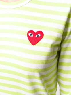 Comme Des Garçons Play T-shirt Rayé à Patch Brodé 2 GREEN -Comme Des Garçons Play Soldes Boutique 15193193 26226961 600