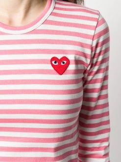 Comme Des Garçons Play PINK Sweat Rayé En Coton Femme -Comme Des Garçons Play Soldes Boutique 15195547 26191289 600