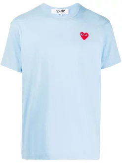 Comme Des Garçons Play T-shirt à Logo Brodé BLUE RED HEART
