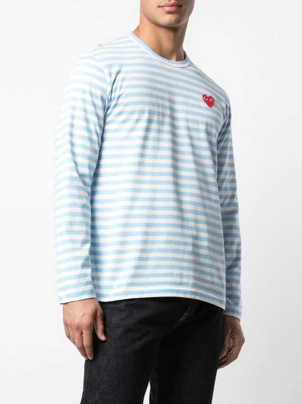 Comme Des Garçons Play T-shirt Rayé à Logo Homme 5 Comme Des Garçons Play T-shirt Rayé à Logo Homme – Image 3
