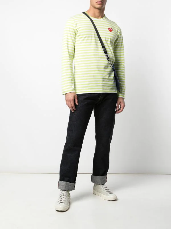 Comme Des Garçons Play T-shirt Rayé à Logo Homme 4 Comme Des Garçons Play T-shirt Rayé à Logo Homme – Image 2