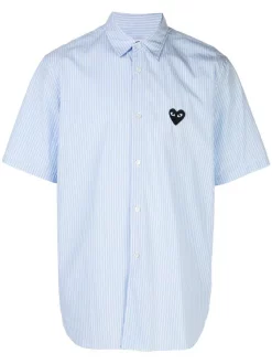 Comme Des Garçons Play Chemise Rayée à Logo BLUE