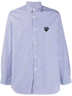 Comme Des Garçons Play Chemise Rayée à Logo Brodé 1 BLUE