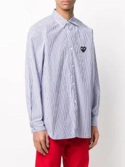 Comme Des Garçons Play Chemise Rayée à Logo Brodé 1 BLUE -Comme Des Garçons Play Soldes Boutique 15219739 26527448 600
