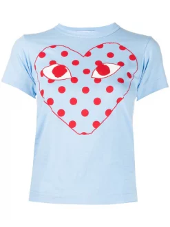Comme Des Garçons Play T-shirt à Logo Imprimé LIGHT BLUE-RED