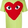 Comme Des Garçons Play GREEN-RED T-shirt à Logo Imprimé Homme -Comme Des Garçons Play Soldes Boutique 15245651 26438879 600