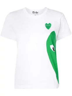Comme Des Garçons Play WHITE T-shirt à Logo Cœur Imprimé Femme
