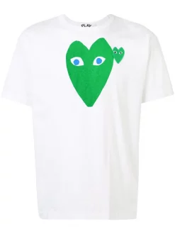 Comme Des Garçons Play WHITE T-shirt à Logo Imprimé Homme