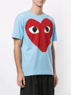Comme Des Garçons Play T-shirt à Logo Imprimé BLUE -Comme Des Garçons Play Soldes Boutique 15294909 26811803 600