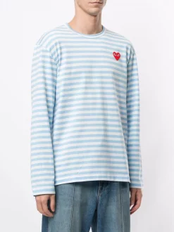 Comme Des Garçons Play Top Rayé à Manches Longues BLUE -Comme Des Garçons Play Soldes Boutique 15294914 26811810 600