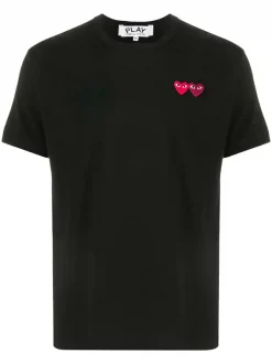 Comme Des Garçons Play T-shirt à Patch Logo Double Cœur NERO