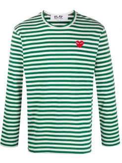 Comme Des Garçons Play T-shirt Rayé à Manches Longues GREEN