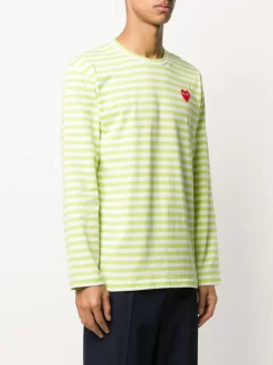 Comme Des Garçons Play T-shirt Rayé à Patch Cœur Homme -Comme Des Garçons Play Soldes Boutique 15345321 26883676 600