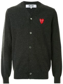 Comme Des Garçons Play Cardigan à Patch Logo Grey