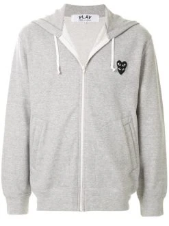 Comme Des Garçons Play Hoodie à Patch Logo Grey