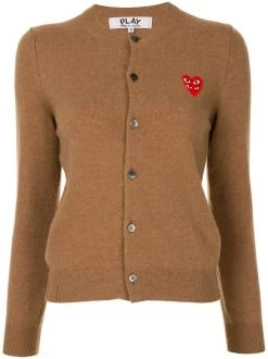 Comme Des Garçons Play Brown Cardigan à Patch Logo Femme