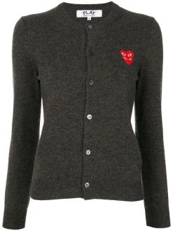 Comme Des Garçons Play Grey Cardigan à Patch Logo Femme