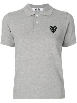 Comme Des Garçons Play Grey Polo à Patch Logo Femme