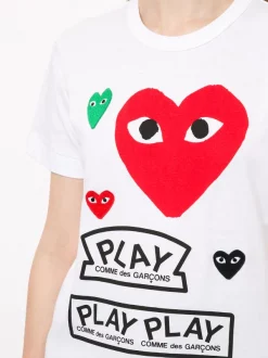 Comme Des Garçons Play 1 WHITE T-shirt à Logo Imprimé Femme -Comme Des Garçons Play Soldes Boutique 15649339 28542451 600