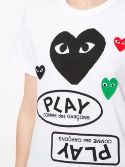 Comme Des Garçons Play T-shirt à Logo Imprimé 1 WHITE -Comme Des Garçons Play Soldes Boutique 15649340 28542458 600