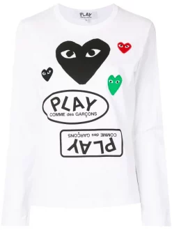 Comme Des Garçons Play T-shirt à Logo Imprimé 1 WHITE