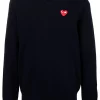 Comme Des Garçons Play NAVY Pull En Maille à Col V Homme -Comme Des Garçons Play Soldes Boutique 15984269 31318145 600