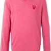 Comme Des Garçons Play Pull à Col V PINK -Comme Des Garçons Play Soldes Boutique 16016783 30025202 600