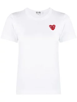 Comme Des Garçons Play T-shirt à Broderies BIANCO