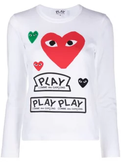 Comme Des Garçons Play T-shirt à Logo Imprimé 1 WHITE