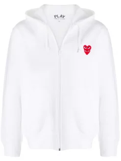 Comme Des Garçons Play Hoodie à Broderies 2 WHITE