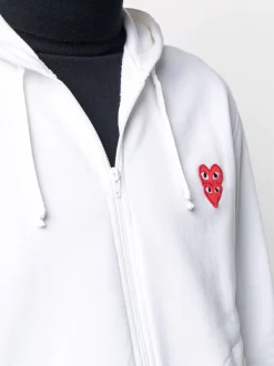 Comme Des Garçons Play Hoodie à Broderies 2 WHITE -Comme Des Garçons Play Soldes Boutique 16057289 30141385 600