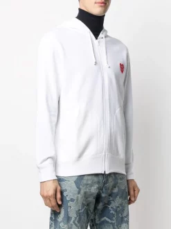 Comme Des Garçons Play Hoodie à Broderies 2 WHITE -Comme Des Garçons Play Soldes Boutique 16057289 30141386 600