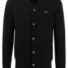Comme Des Garçons Play 1 BLACK Cardigan à Patch Logo Homme -Comme Des Garçons Play Soldes Boutique 16062344 30233090 600