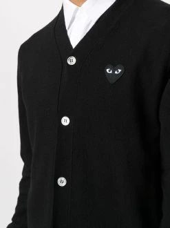 Comme Des Garçons Play 1 BLACK Cardigan à Patch Logo Homme -Comme Des Garçons Play Soldes Boutique 16062344 30233099 600