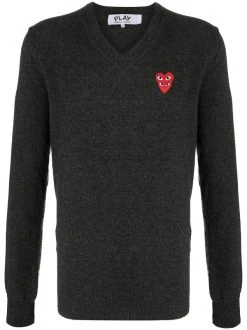 Comme Des Garçons Play 4 GREY Pull à Patch Logo Homme