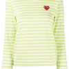 Comme Des Garçons Play 2 T-shirt Rayé à Patch Logo Femme -Comme Des Garçons Play Soldes Boutique 16071199 30124281 600