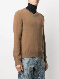 Comme Des Garçons Play Pull à Patch Logo 7 Brown -Comme Des Garçons Play Soldes Boutique 16071441 30106469 600