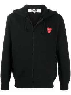 Comme Des Garçons Play Hoodie Zippé à Patch Logo 1 BLACK