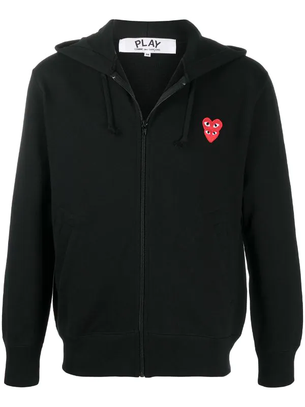 Comme Des Garçons Play Hoodie Zippé à Patch Logo 1 BLACK 3 Comme Des Garçons Play Hoodie Zippé à Patch Logo 1 BLACK
