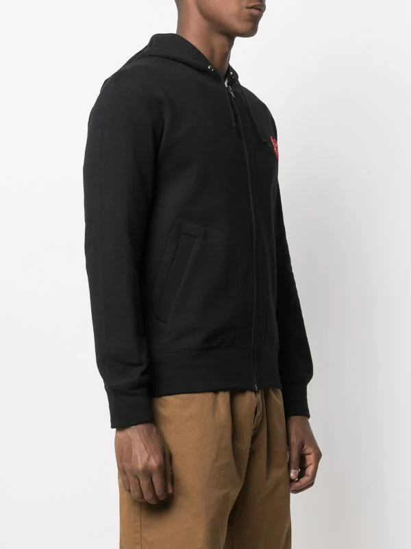 Comme Des Garçons Play Hoodie Zippé à Patch Logo 1 BLACK 5 Comme Des Garçons Play Hoodie Zippé à Patch Logo 1 BLACK – Image 3