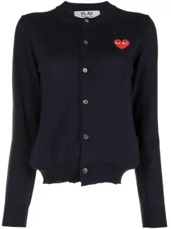Comme Des Garçons Play Cardigan En Maille Fine à Logo Intarsia NAVY