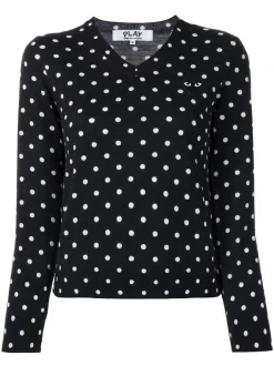 Comme Des Garçons Play NAVY Pull à Pois Femme