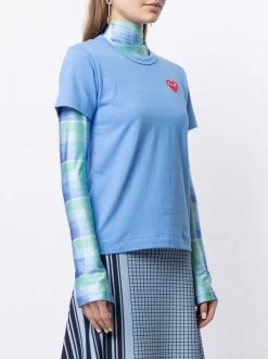 Comme Des Garçons Play T-shirt à Logo Brodé BLUE -Comme Des Garçons Play Soldes Boutique 16179251 30896814 600